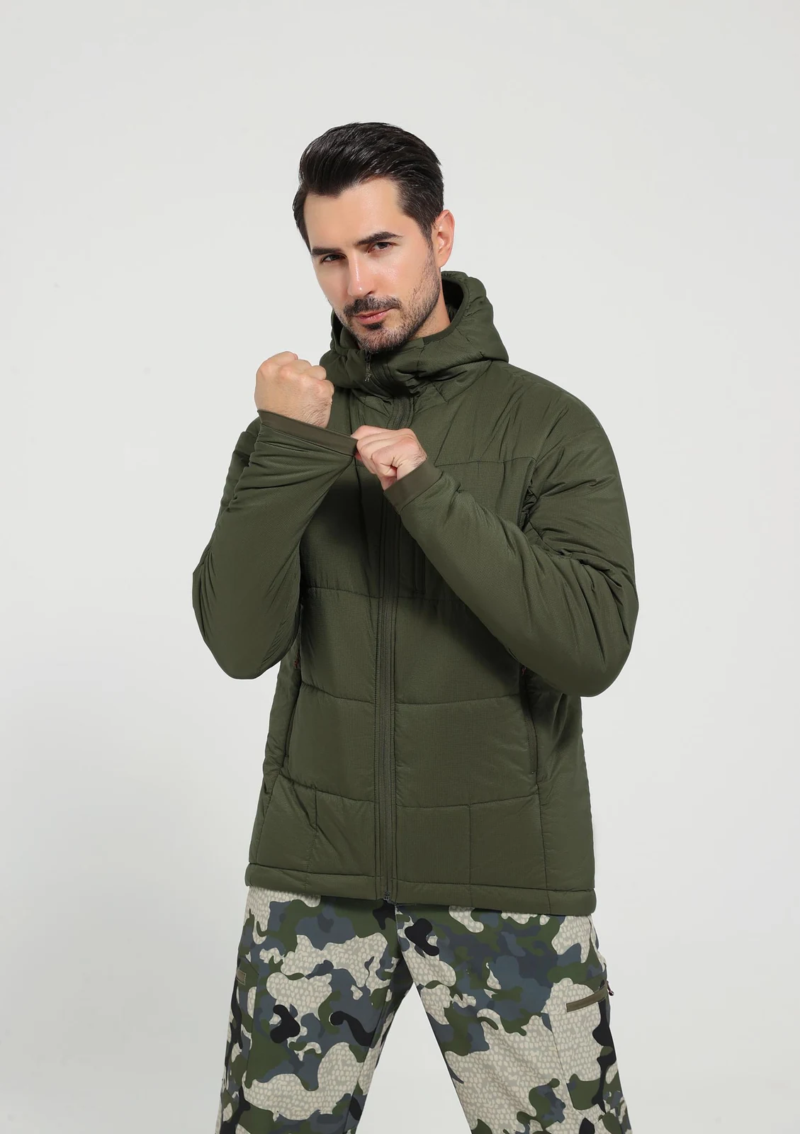 AinFad green Nylon 66 Outdoor Jacket